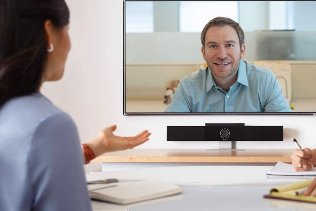 Closeup of a video conference